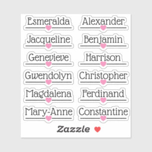 Aangepaste gastlijst 12 namen Roze liefdeshartlijn Sticker
