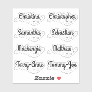 Aangepaste gastlijst 8 namen Cute Glitter Stars Cl Sticker
