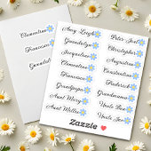 Aangepaste gastlijst namen calligrafie madeliefjes sticker