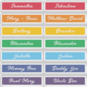 Aangepaste gastlijst namen regenboog handlettering sticker (Voorkant)