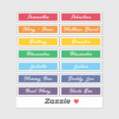 Aangepaste gastlijst namen regenboog handlettering sticker (Vel)