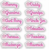 Aangepaste gastlijst namen Schattige sterren Helde Sticker (Voorkant)