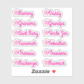 Aangepaste gastlijst namen Schattige sterren Helde Sticker (Vel)