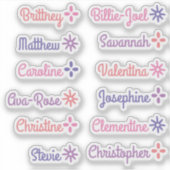 Aangepaste gastlijstnamen Cute Stars Handlettering Sticker (Voorkant)