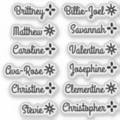 Aangepaste gastlijstnamen Cute Stars Handlettering Sticker (Voorkant)