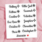Aangepaste gastlijstnamen Cute Stars Handlettering Sticker