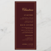 Aangepaste gastnaam bordeauxrood gouden placecard  menu (Voorkant)