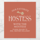 Aangepaste gastvrouw met het Mostess Script Gift Wijn Etiket (Enkel label)