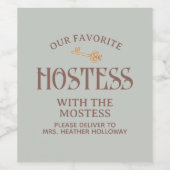 Aangepaste gastvrouw met het Mostess Script Gift Wijn Etiket (Enkel label)