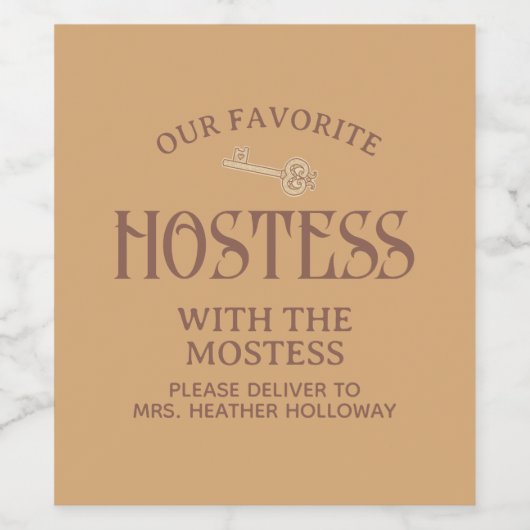 Aangepaste gastvrouw met het Mostess Script Gift Wijn Etiket (Enkel label)