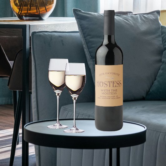 Aangepaste gastvrouw met het Mostess Script Gift Wijn Etiket