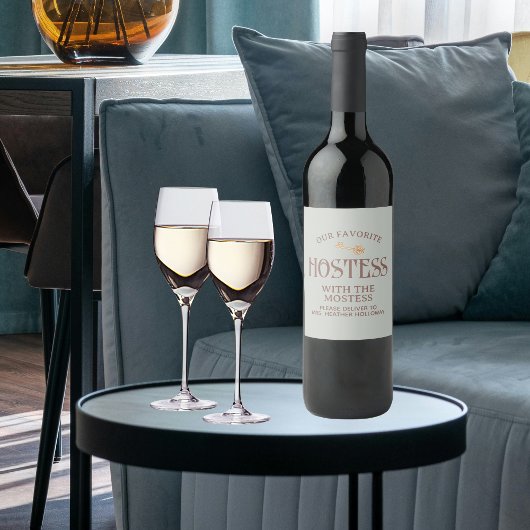 Aangepaste gastvrouw met het Mostess Script Gift Wijn Etiket