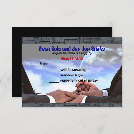 Aangepaste Gay Sci Fi Verbintenisceremonie RSVP (Voorkant / Achterkant)