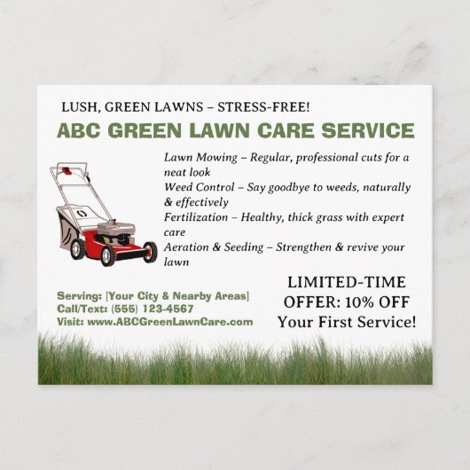 aangepaste gazonservice briefkaart (Voorkant)