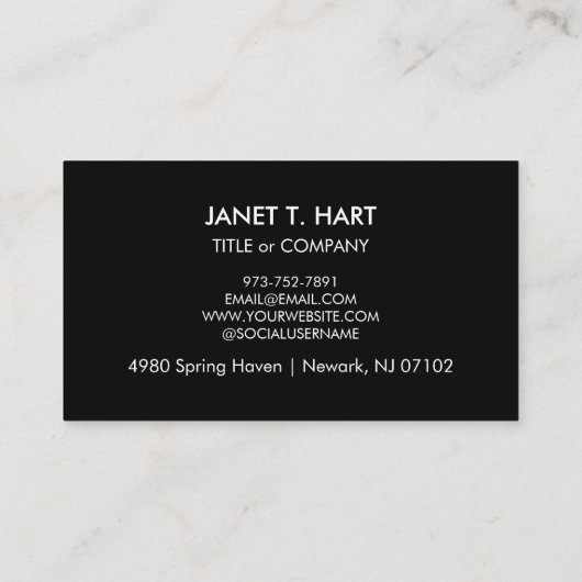 Aangepaste geavanceerde zwart-wit Logo minimaal Visitekaartje (Achterkant)