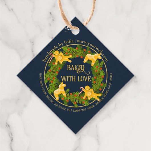 Aangepaste "gebakken met liefde" Christmas Square  Bedankjes Labels (Achterkant)