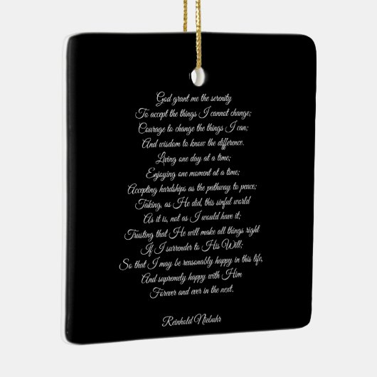 Aangepaste gebedslied citaat bericht elegant zwart keramisch ornament (Rechts)
