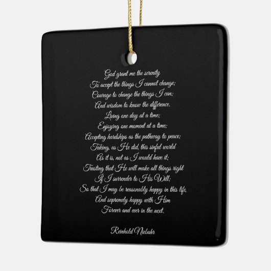 Aangepaste gebedslied citaat bericht elegant zwart keramisch ornament (Links)