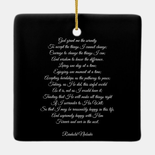 Aangepaste gebedslied citaat bericht elegant zwart keramisch ornament (Achterkant)