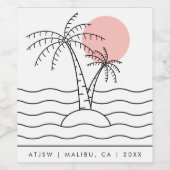 Aangepaste gebeurtenis gebrandmerkt Palm Tree Pink Wijn Etiket (Enkel label)