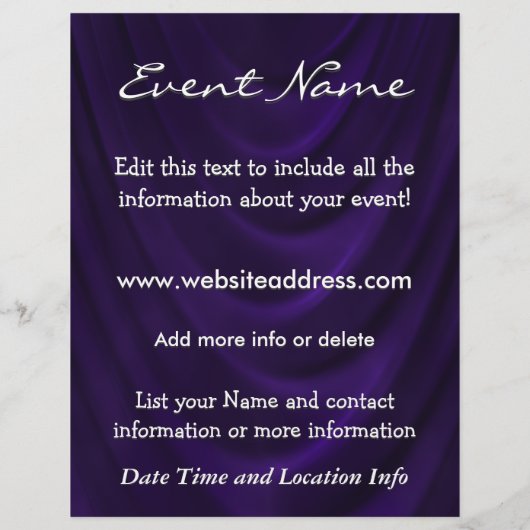 Aangepaste gebeurtenis Velvet Draap Flyer (Achterkant)