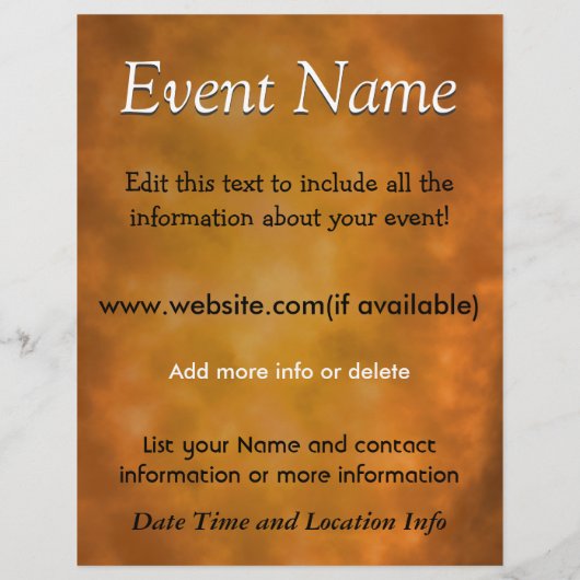 Aangepaste gebeurtenisverbrand energie flyer (Achterkant)