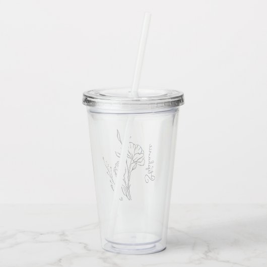 Aangepaste Geboorte Bloem Acryl Tumbler Met Naam Acryl Drinkbeker (Achterkant)