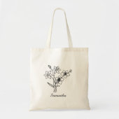 Aangepaste Geboorte Bloem Met Naam Voorstel, Verja Tote Bag (Voorkant)