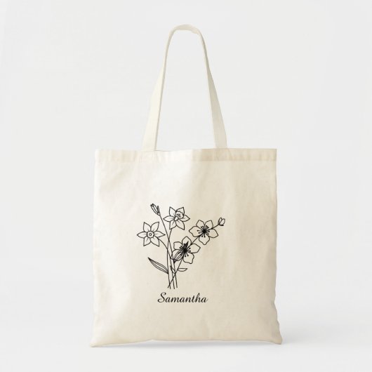 Aangepaste Geboorte Bloem Met Naam Voorstel, Verja Tote Bag (Voorkant)