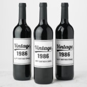 Aangepaste geboorte Jaar zwart-wit verjaardag Wijn Etiket (Flessen)