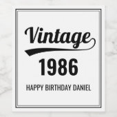 Aangepaste geboorte Jaar zwart-wit verjaardag Wijn Etiket (Enkel label)