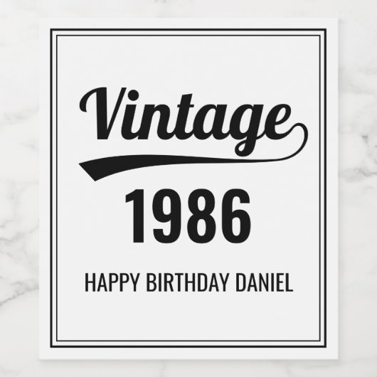  Aangepaste geboorte Jaar zwart-wit verjaardag Wijn Etiket (Enkel label)