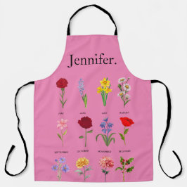 Aangepaste Geboorte Maand Bloemen Alle 12 maanden  Schort