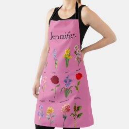 Aangepaste Geboorte Maand Bloemen Alle 12 maanden Schort