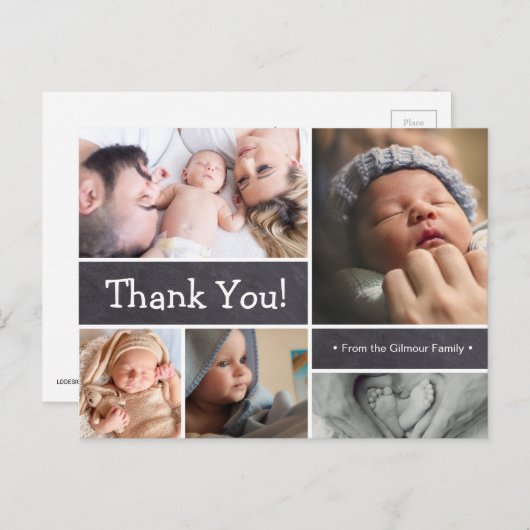 Aangepaste geboorteaankondiging Baby Chalk Harteli Briefkaart (Voorkant / Achterkant)