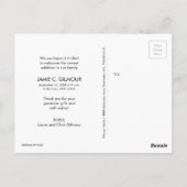 Aangepaste geboorteaankondiging Baby Chalk Harteli Briefkaart (Achterkant)