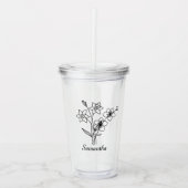 Aangepaste geboortebloem met naam voorstel ,Verjaa Acryl Drinkbeker (Voorkant)