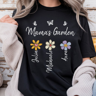 Aangepaste geboortebloem met namen, cadeau voor ma t-shirt