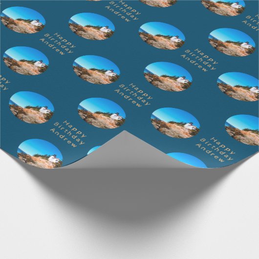 Aangepaste geboortedag, Bass Harbor Lighthouse Aca Cadeaupapier (Hoek)