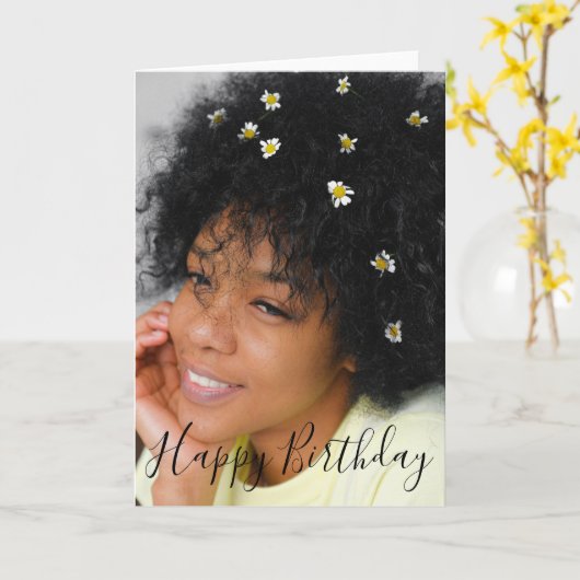 Aangepaste geboortedag voor foto Aangepast Kaart (Gele Bloem)