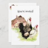 Aangepaste geboortedag voor kippen boerderij Invit Kaart (Voorkant / Achterkant)