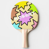 Aangepaste gebrandmerkt Kleurrijke Comic Name Typo Tafeltennisbatje (Voorkant)