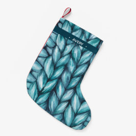 Aangepaste gebreide Waterverf blauw Kleine Kerstsok