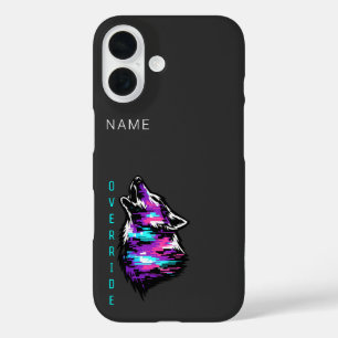 Aangepaste gebruikers-ID Override Wolf Cyberpunk i iPhone 16 Hoesje
