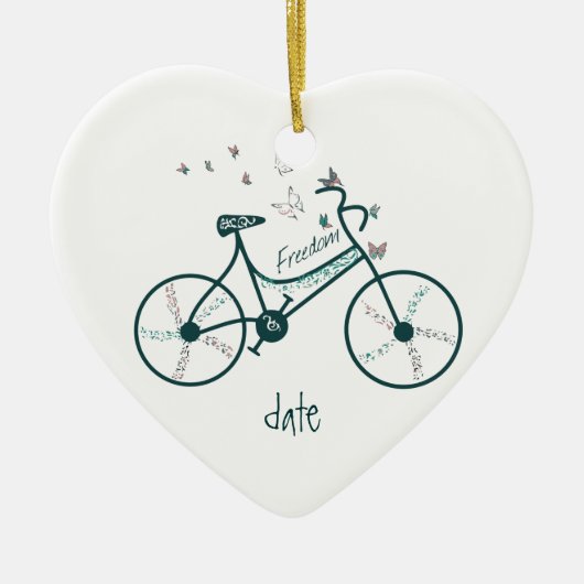 Aangepaste gebufferde bike Butterflies, bloemen en Keramisch Ornament (Voorkant)