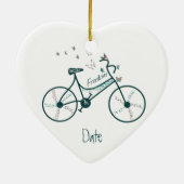 Aangepaste gebufferde bike Butterflies, bloemen en Keramisch Ornament (Achterkant)