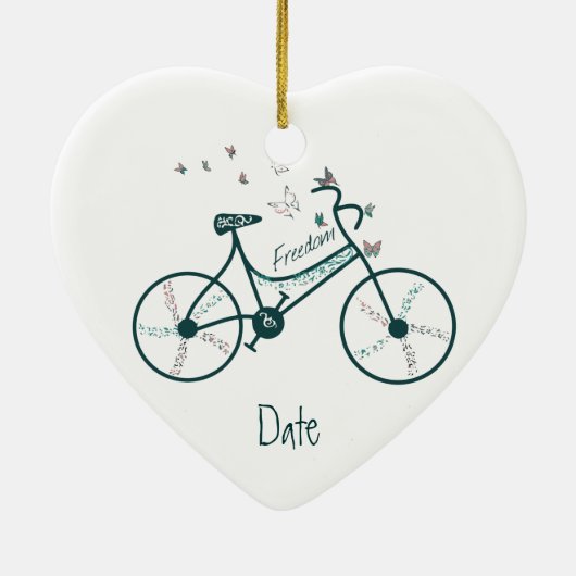 Aangepaste gebufferde bike Butterflies, bloemen en Keramisch Ornament (Achterkant)