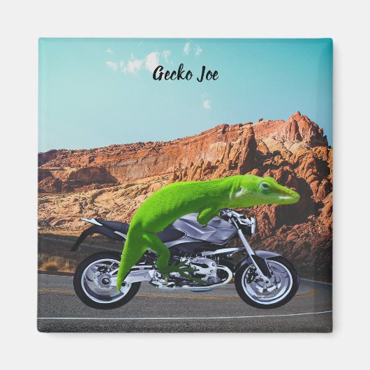 Aangepaste Gecko Rider op Motorcycle Desert Highwa Magneet (Voorkant)