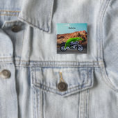 Aangepaste Gecko Rider op Motorcycle Desert Highwa Vierkante Button 5,1 Cm (In situ)