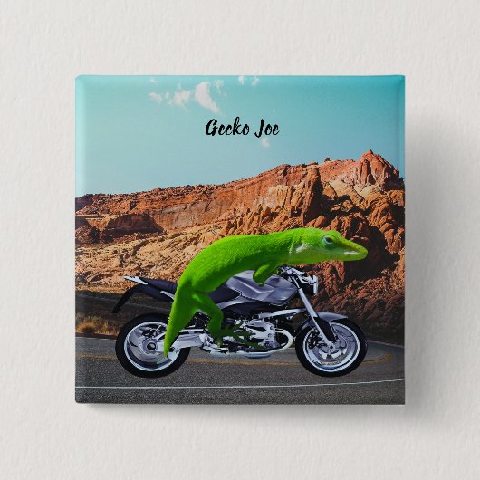 Aangepaste Gecko Rider op Motorcycle Desert Highwa Vierkante Button 5,1 Cm (Voorkant)
